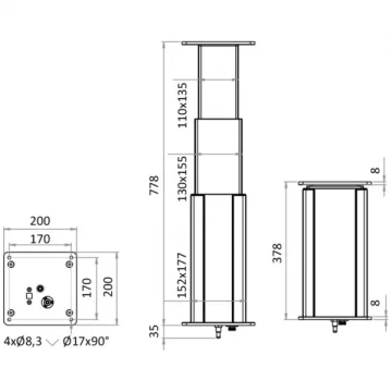 Dudge 77 kare elektrikli alüminyum masa ayağı - 3