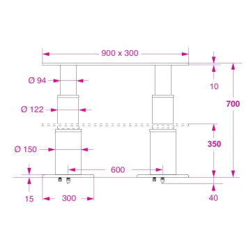 BARKA SRL Barka Elektrikli İkili Masa Ayağı. 12V.2 Kademe - 700mm - 2