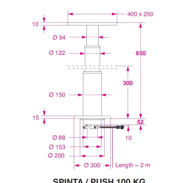BARKA SRL Barka Elektrikli Masa Ayağı, 12V. 2 Kademe - 650mm - 2