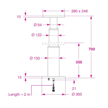BARKA SRL Barka Elektrikli Masa Ayağı 12V. 2 Kademe - 700mm - 2
