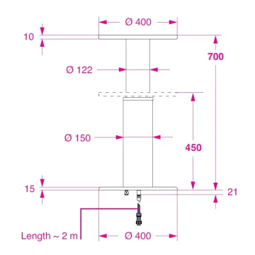 BARKA SRL Barka Elektrikli Masa Ayağı. 12V. Tek Kademe - 700mm - 2