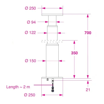 BARKA SRL Barka Elektrikli Masa Ayağı, Siyah. 12V. 2 Kademe-700mm - 4