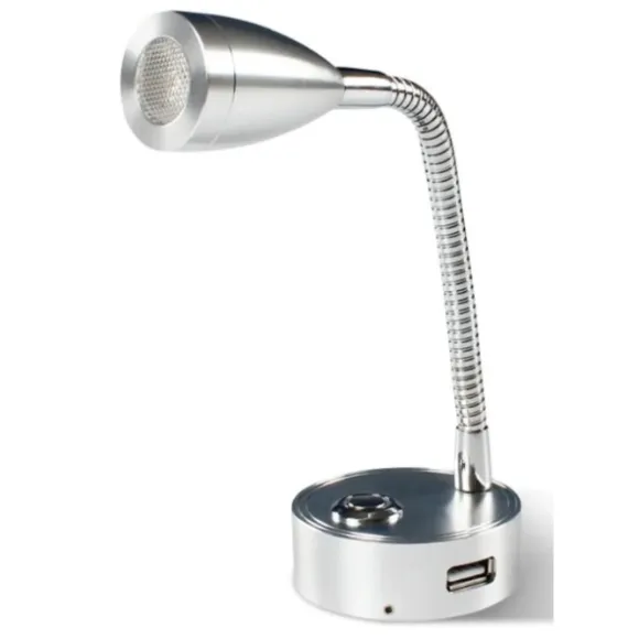 Лампа Для Чтения Спиральная, Серебристая LED 12V 3W