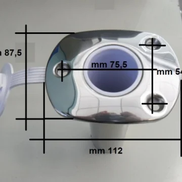 Kamış yuvası, paslanmaz çelik. Kauçuk koruyucu kapaklı. Ø 42 mm.